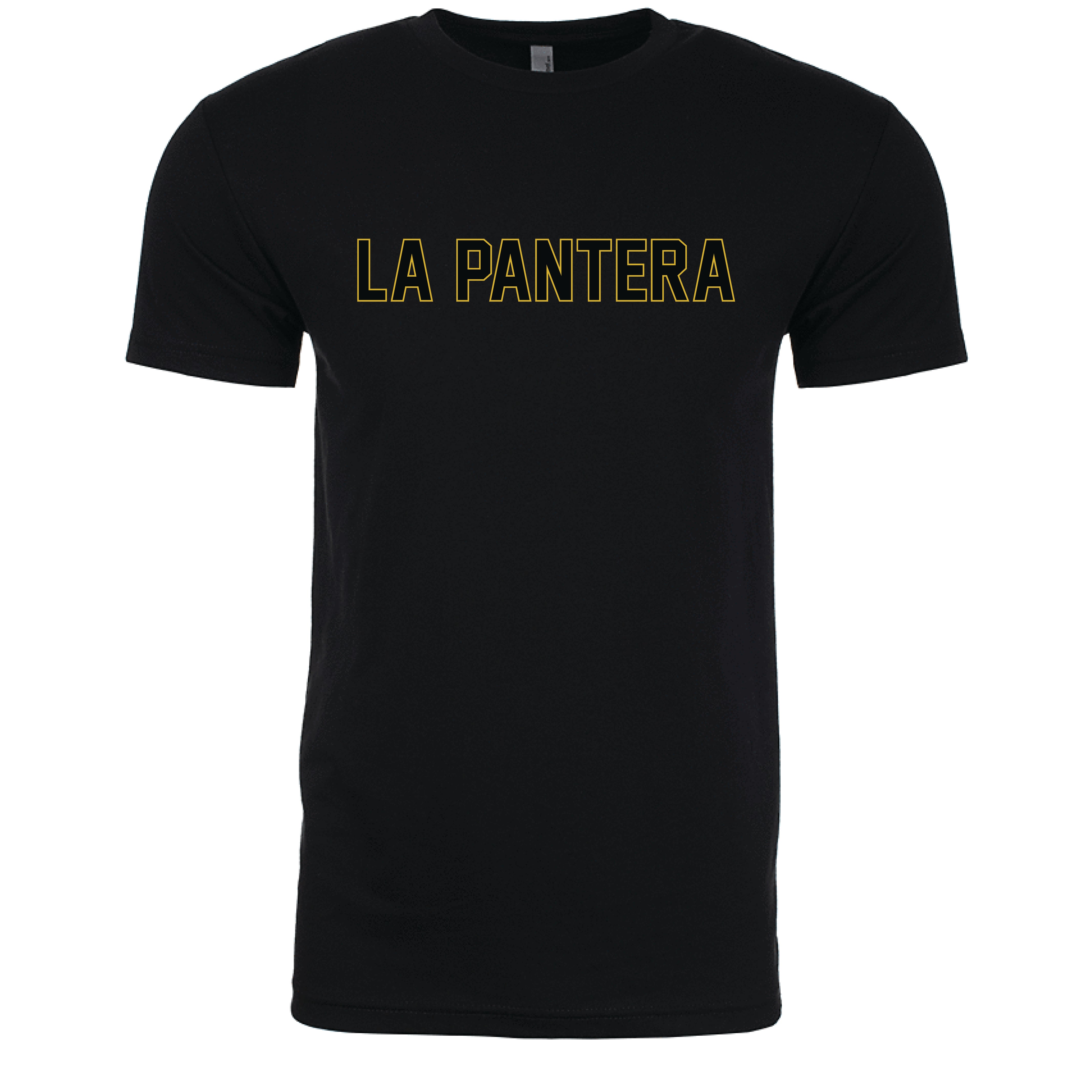 Black Short-Sleeve Tee with LA PANTERA nickname printed midchest