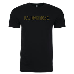 Black Short-Sleeve Tee with LA PANTERA nickname printed midchest