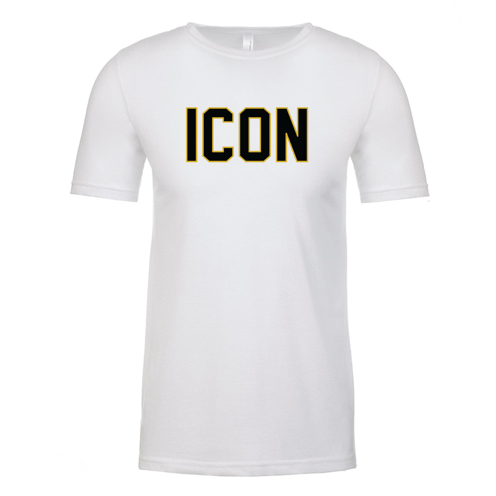 White Short-Sleeve Tee with ICON written mid chest