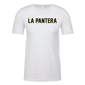 White Short-Sleeve Tee with LA PANTERA nickname printed midchest