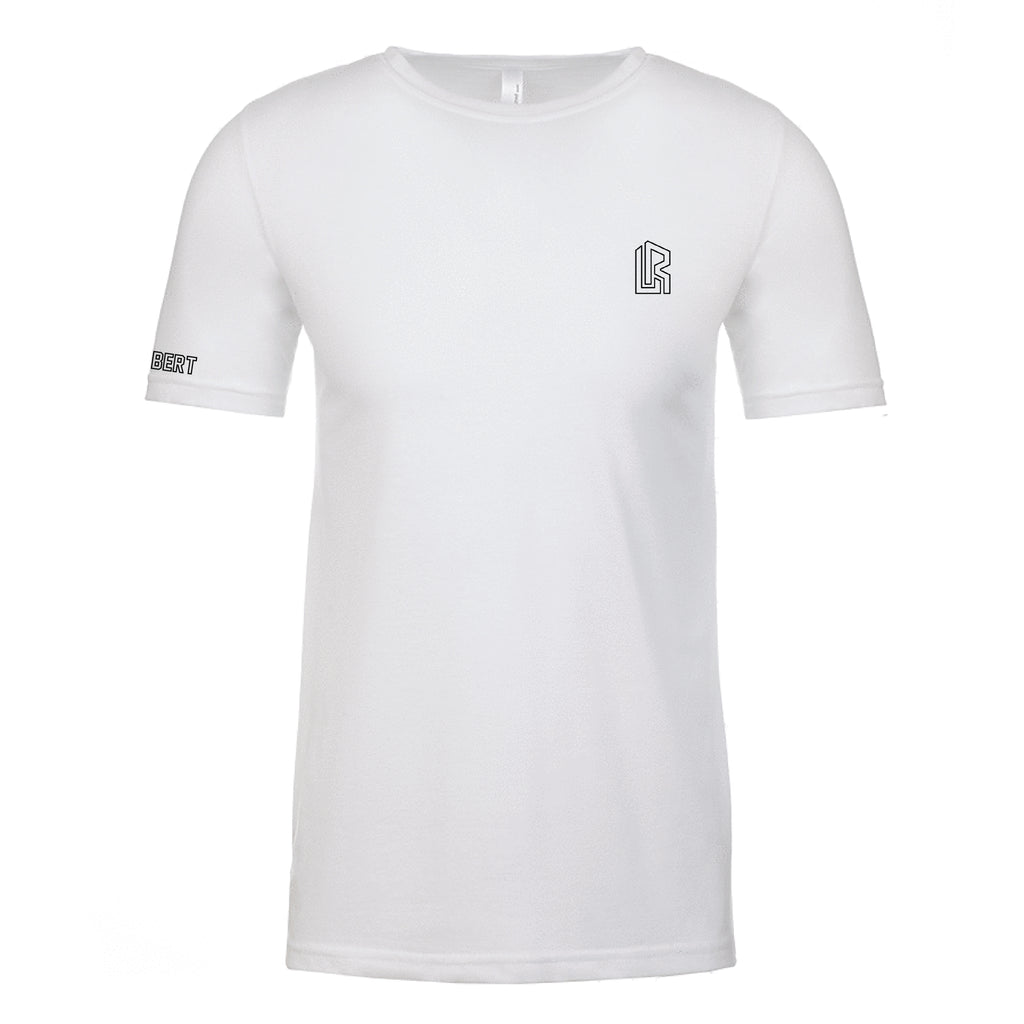 White Short-Sleeve Tee with Luis Robert Small LR Logo placed on upper left pocket area